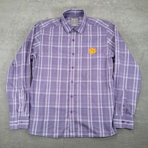 Antigua Button Up Clemson‎ Tigers Plaid Long Sleeve Shirt Medium